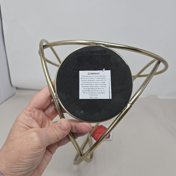 JMLE Metal Candle Holder Faux Gold Brass? 10x10 Three Circles Soldered Together - Picture 9 of 10